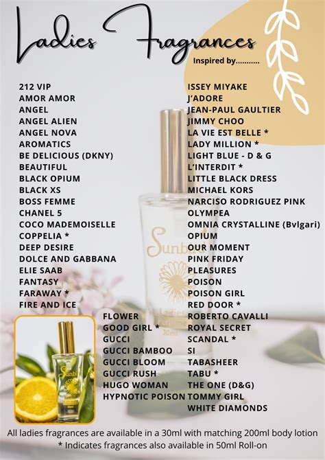 sunbird perfumes price list